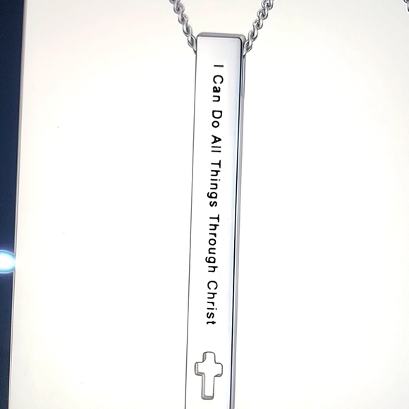 Fashion Jewelry Other - Stainless Inspirational Bible Verse Bar Nercklace.